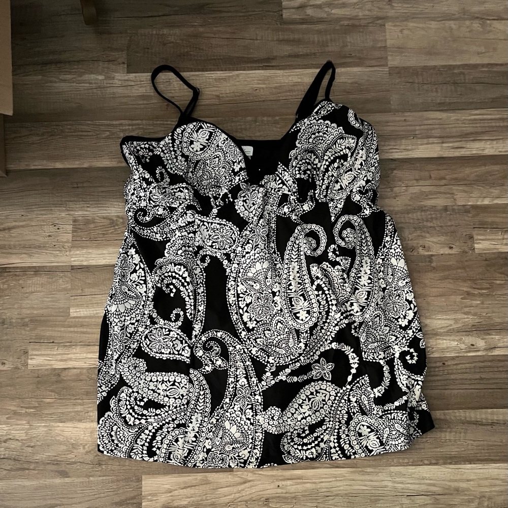Jaclyn Smith Black and White Paisley Bathing Suit Sz 22